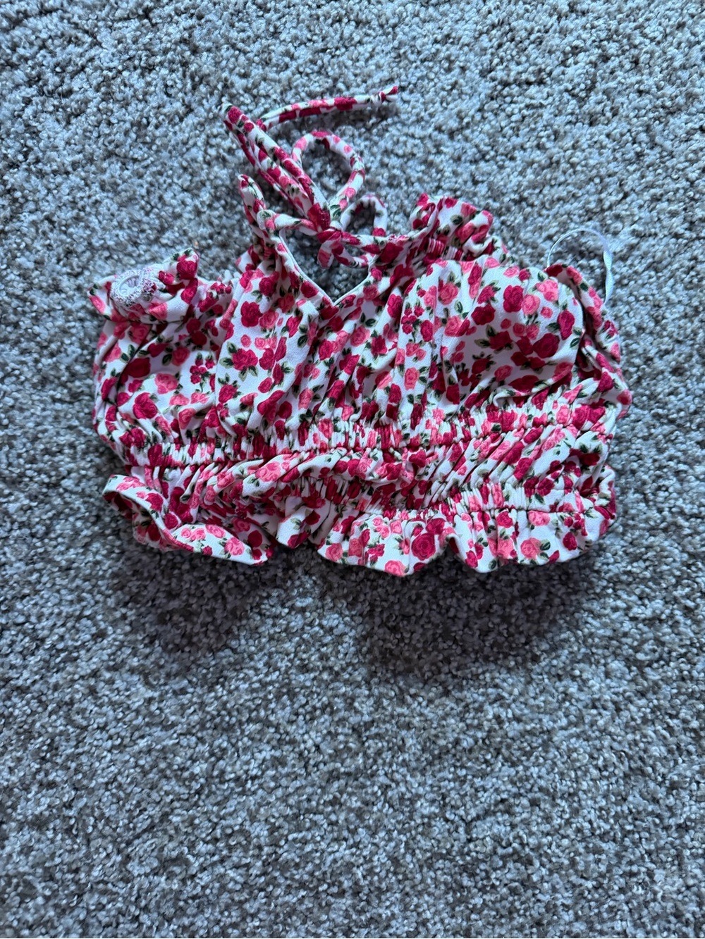 Urban Outfitters Pink Floral Ruffle Crop Top